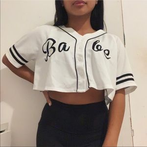“Babe” cropped baseball tee